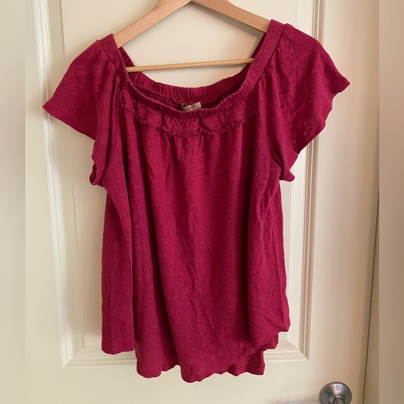 Bordeaux Linen Blouse (from Anthropology). Size L - Picture 3 of 4